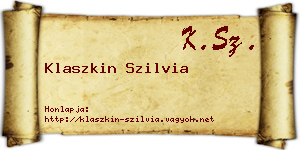 Klaszkin Szilvia névjegykártya